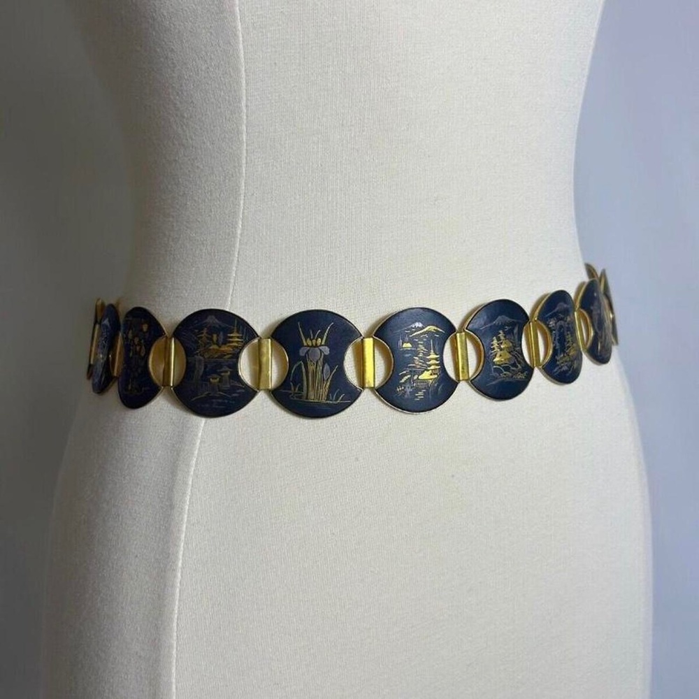 Antique Damascene Belt Inlaid with Gold and Silver Hand Engraved